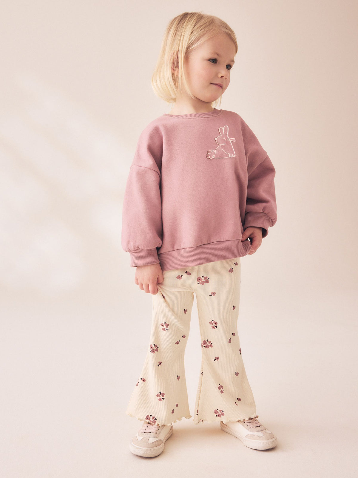 Pink Ditsy Pets Crew Neck Sweatshirt and Flare Leggings Set (3mths-7yrs)