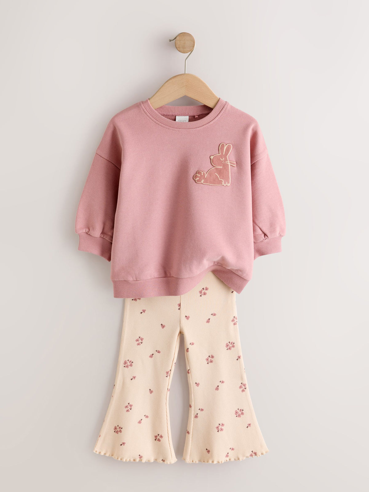 Pink Ditsy Pets Crew Neck Sweatshirt and Flare Leggings Set (3mths-7yrs)