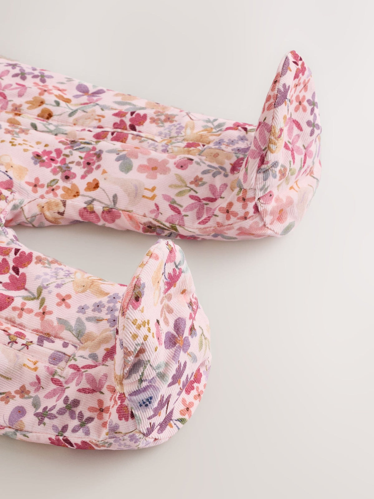 Pink Floral Double Zip Hooded Cord Baby All-In-One (0mths-2yrs)