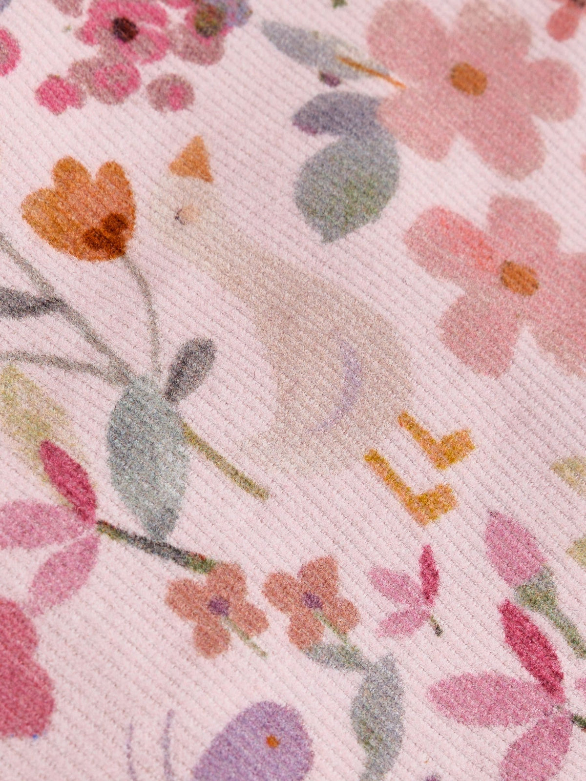 Pink Floral Double Zip Hooded Cord Baby All-In-One (0mths-2yrs)