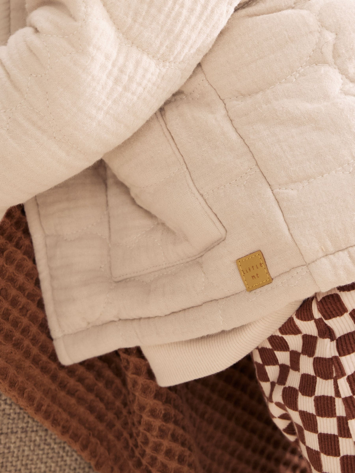 Cream Crinkle Bear Face Quilted Baby Jacket