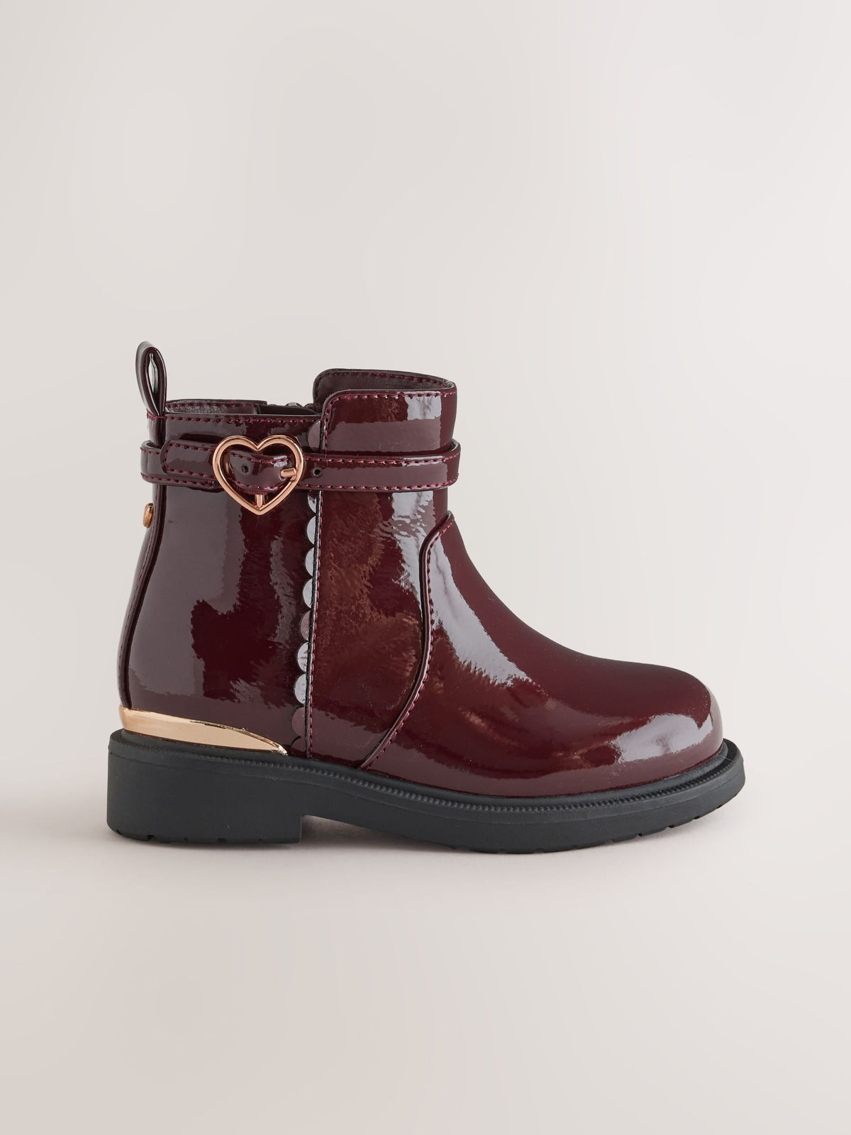 Burgundy Red Patent Ankle Boots
