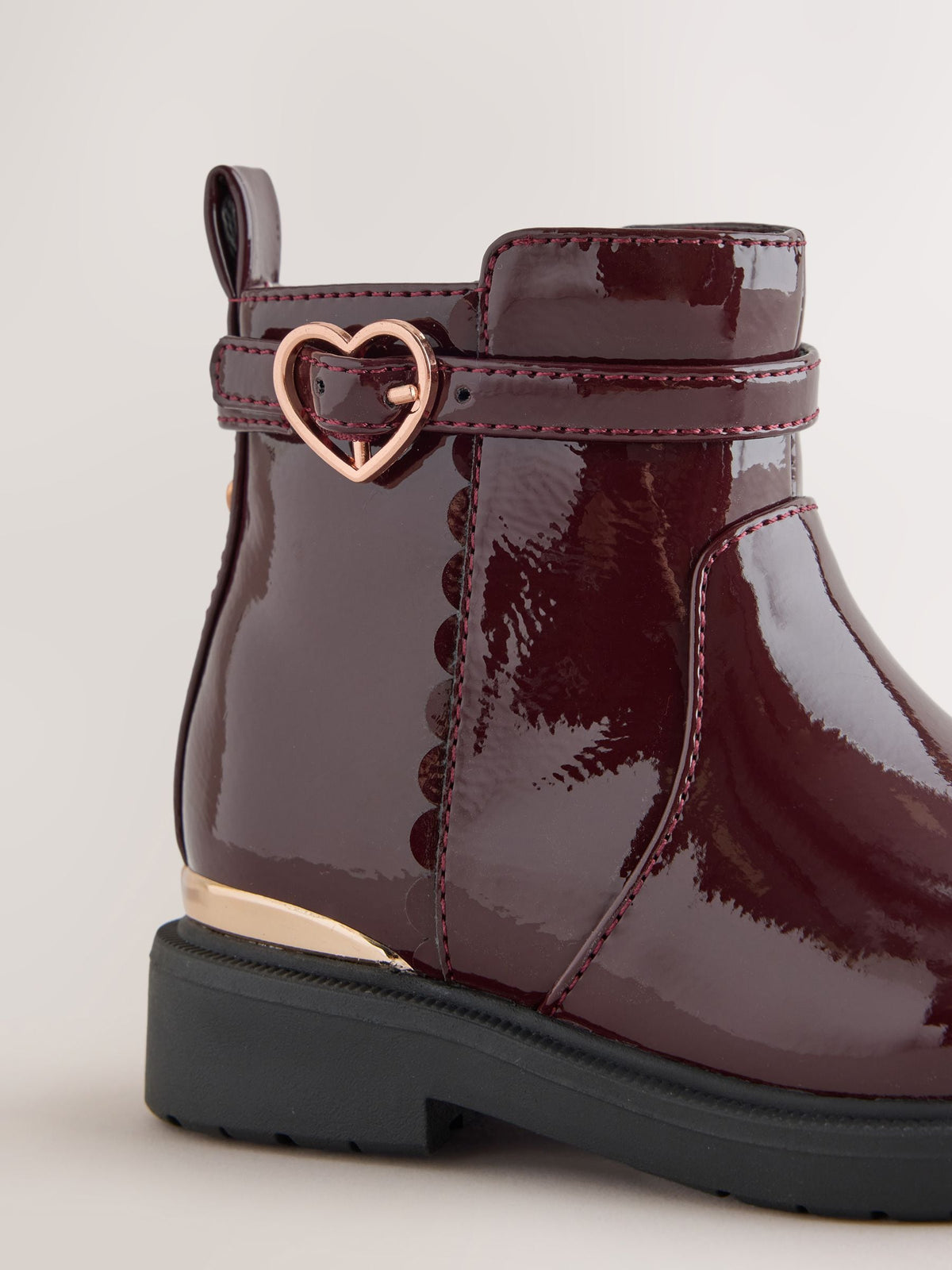 Burgundy Red Patent Ankle Boots