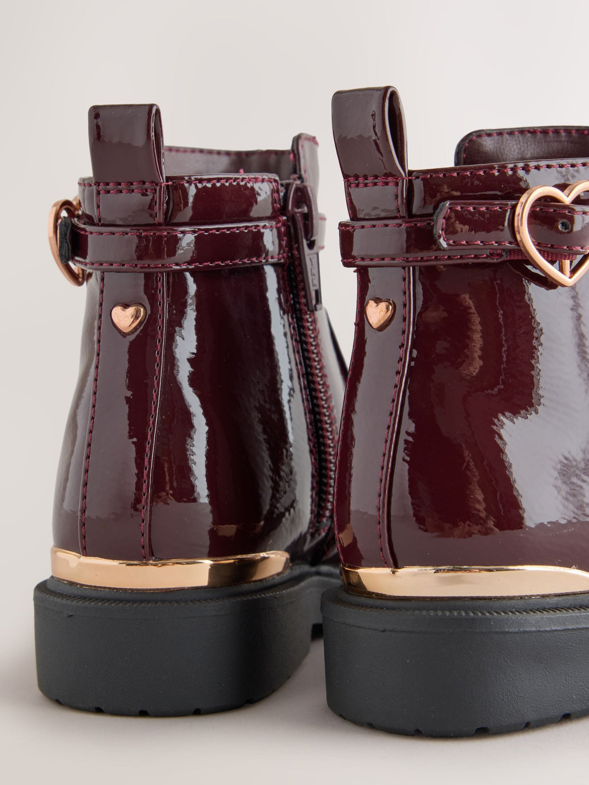 Burgundy Red Patent Ankle Boots