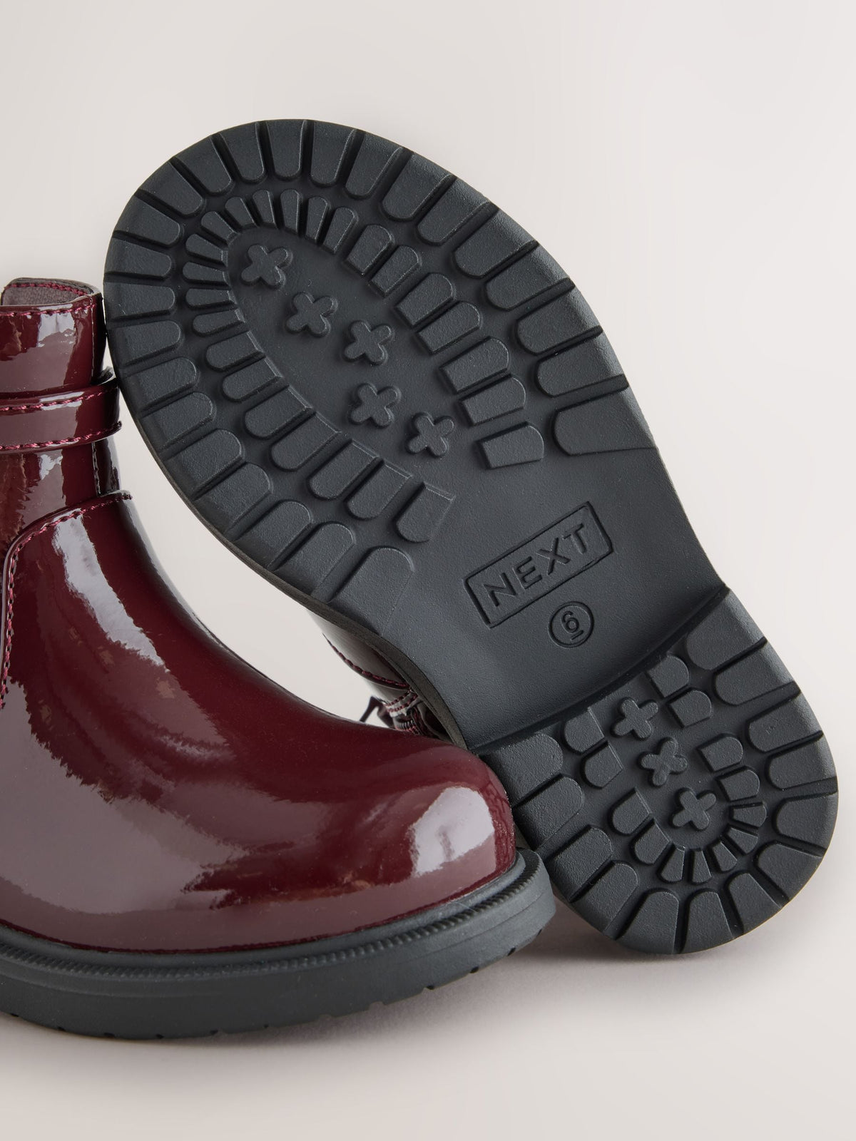 Burgundy Red Patent Ankle Boots