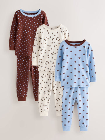 Blue/Brown Snuggle Pyjamas 3 Pack (9mths-12yrs)