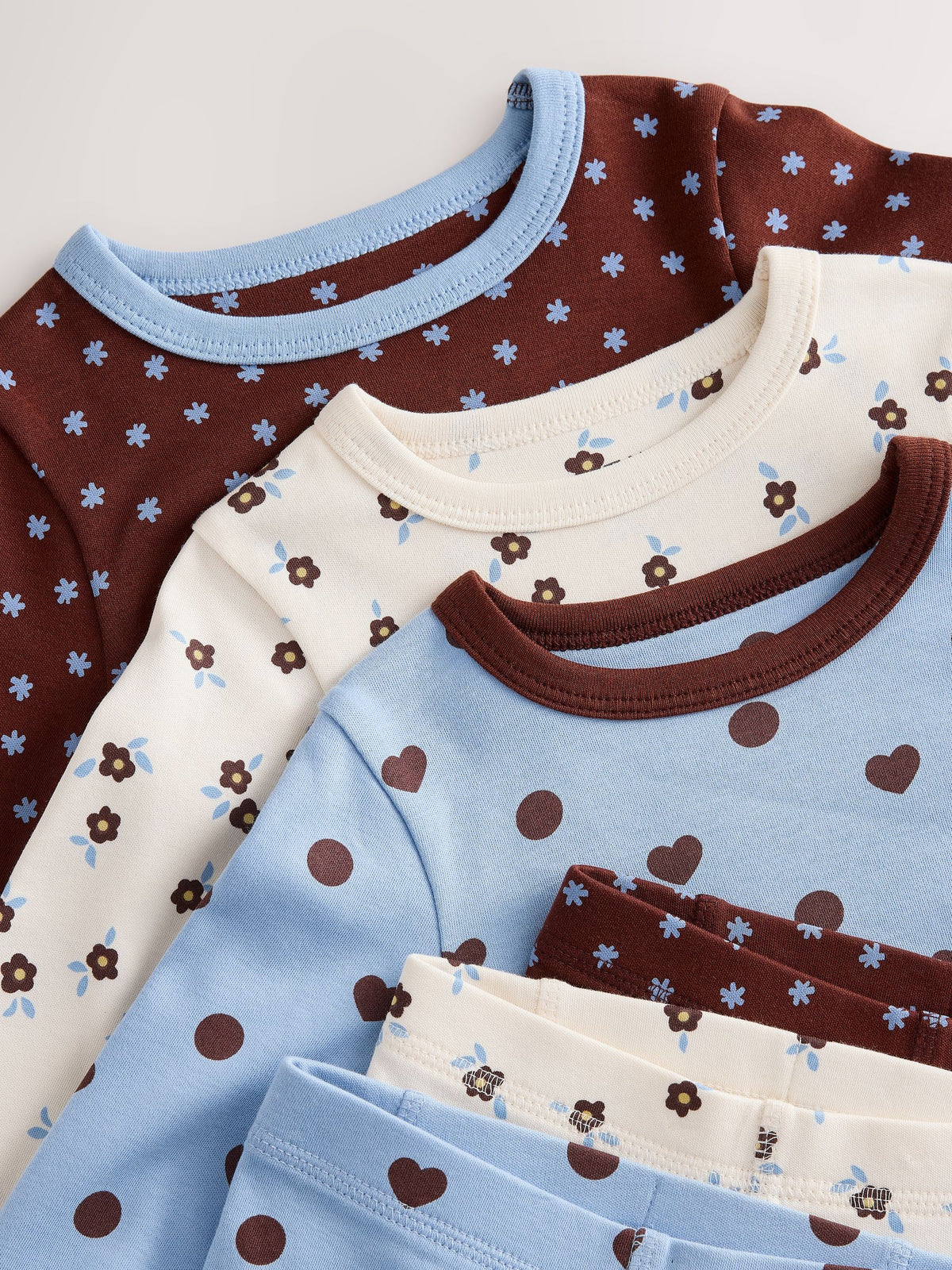 Blue/Brown Snuggle Pyjamas 3 Pack (9mths-12yrs)
