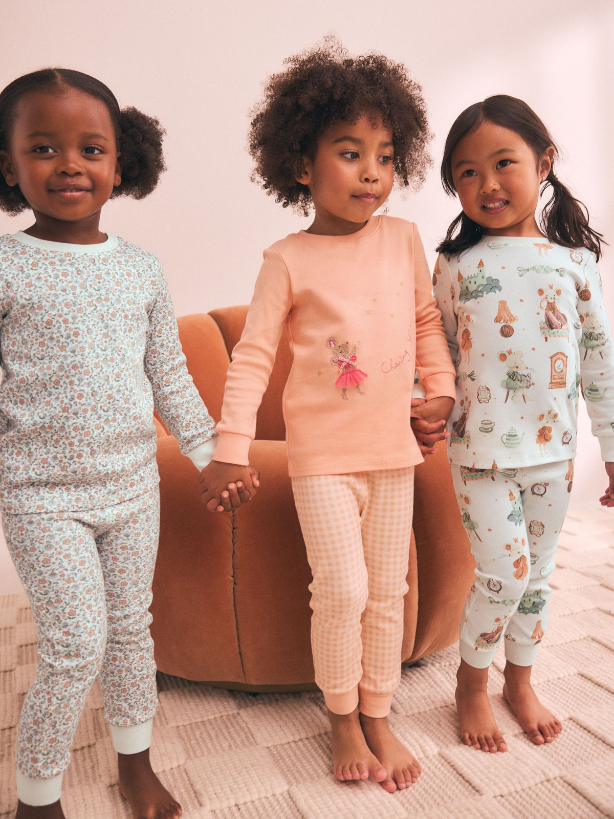 Ecru/Peach Snuggle Pyjamas 3 Pack (9mths-12yrs)