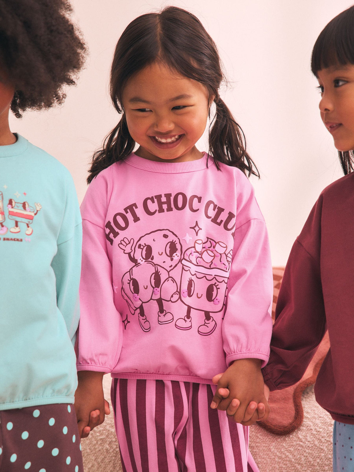 Pink/ Brown Graphic Top Wide Leg Pyjamas 3 Pack (9mths-10yrs)