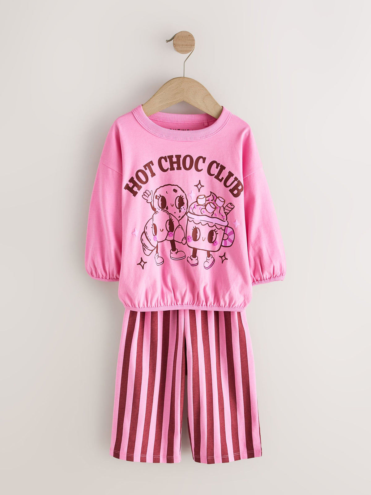 Pink/ Brown Graphic Top Wide Leg Pyjamas 3 Pack (9mths-10yrs)
