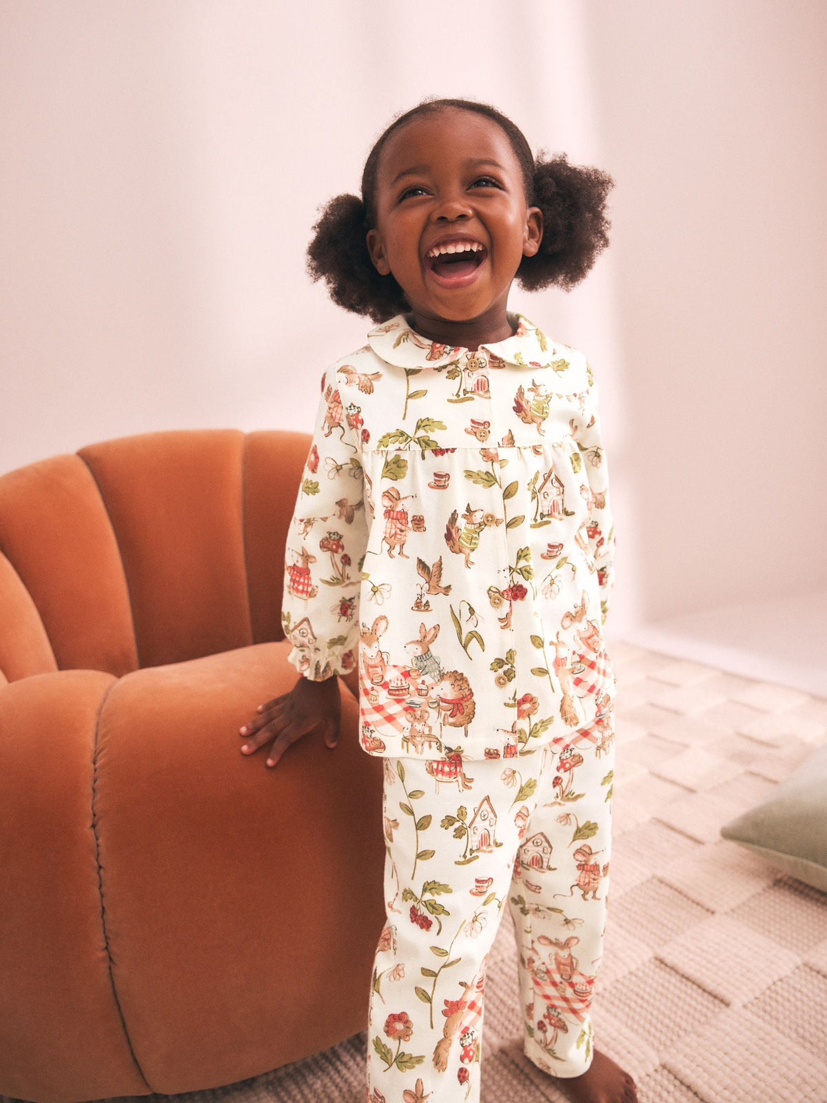Red/Ecru Woven Button Through Pyjamas (9mths-10yrs)