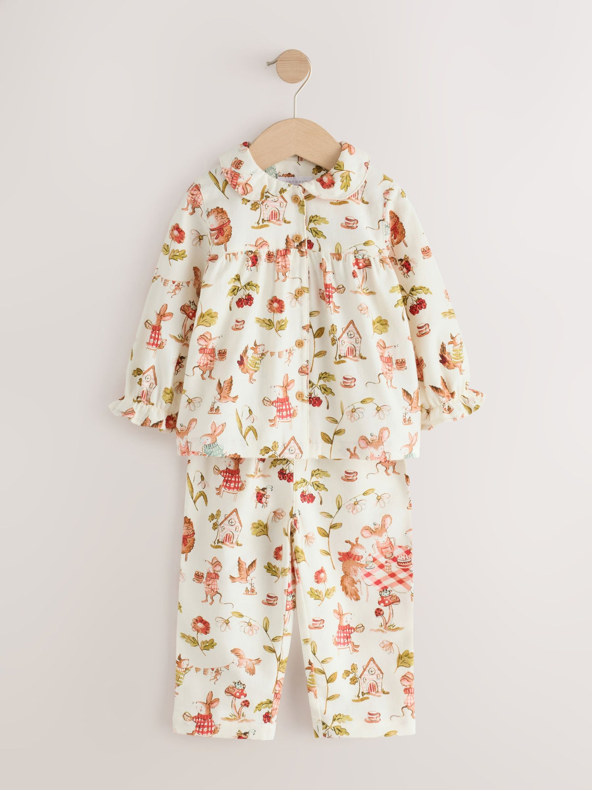 Red/Ecru Woven Button Through Pyjamas (9mths-10yrs)