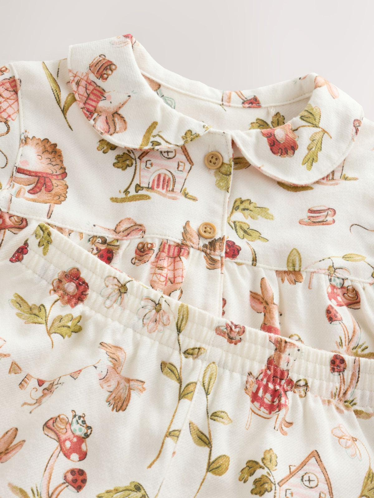 Red/Ecru Woven Button Through Pyjamas (9mths-10yrs)