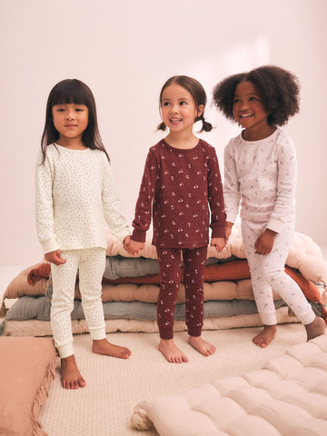 Pink/Brown Ditsy Print Snuggle Pyjamas 3 Pack (9mths-12yrs)