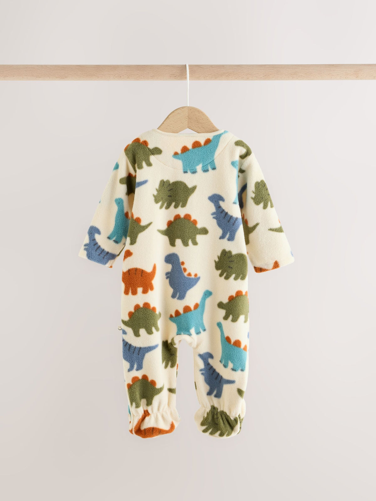 Blue Dinosaur Micro Fleece Two Way Zip Baby Sleepsuits 2 Pack