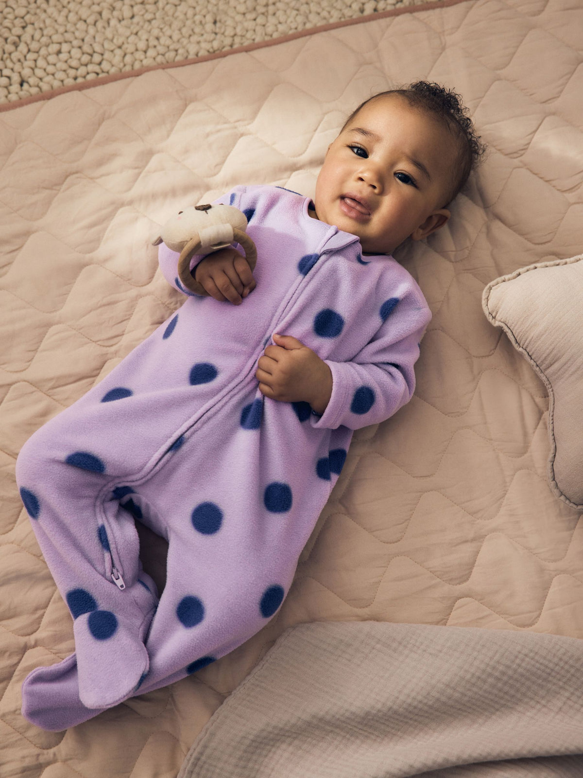 Purple/Pink Micro Fleece Two Way Zip Baby Sleepsuits 2 Pack