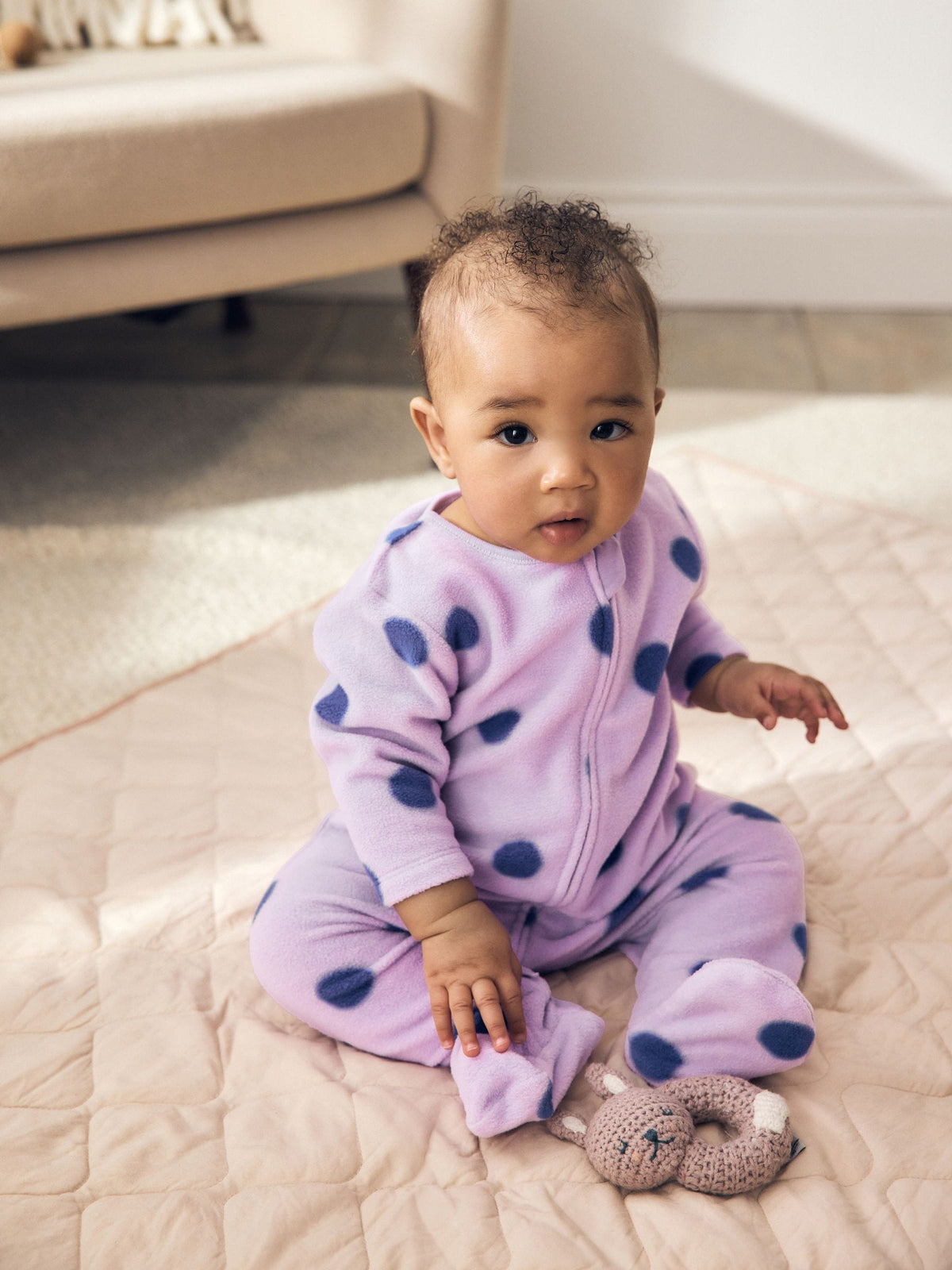 Purple/Pink Micro Fleece Two Way Zip Baby Sleepsuits 2 Pack
