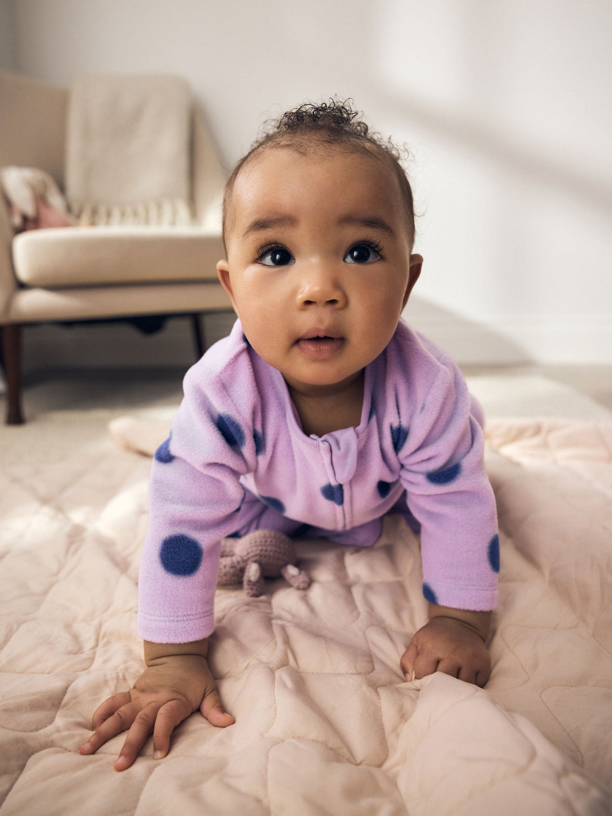 Purple/Pink Micro Fleece Two Way Zip Baby Sleepsuits 2 Pack
