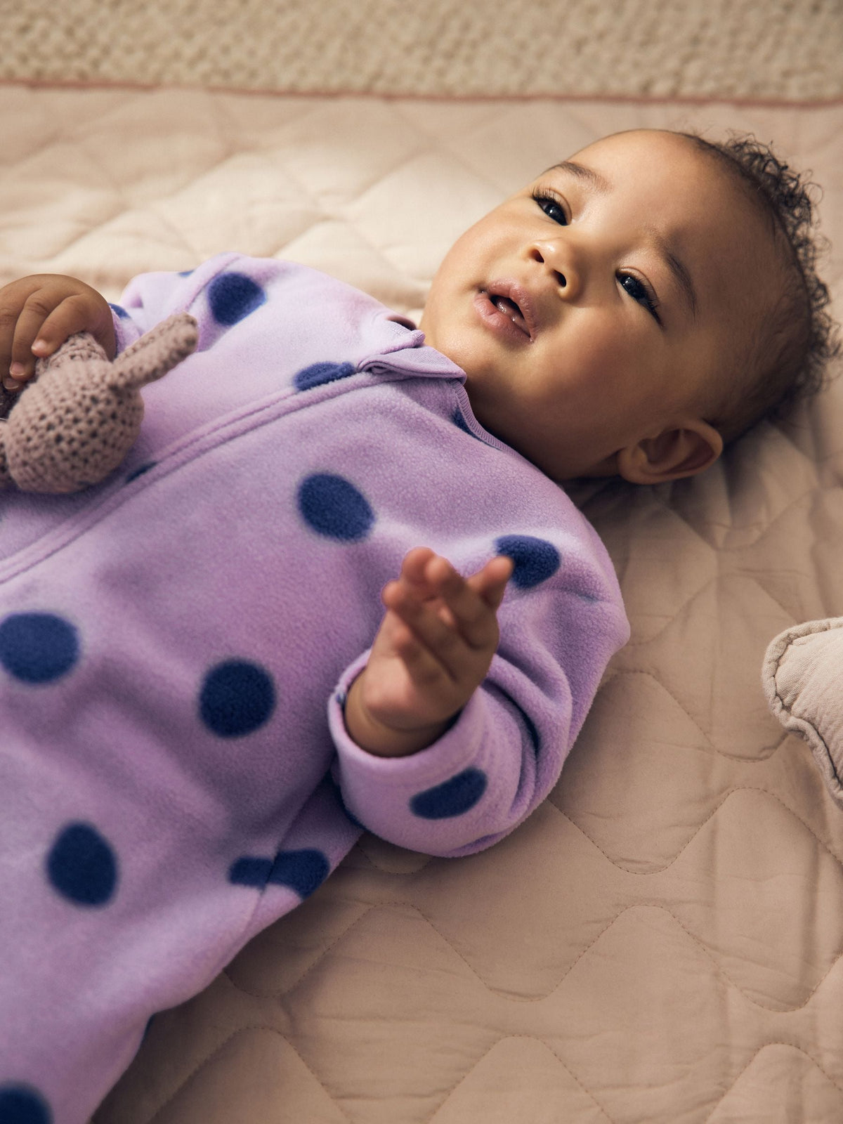 Purple/Pink Micro Fleece Two Way Zip Baby Sleepsuits 2 Pack