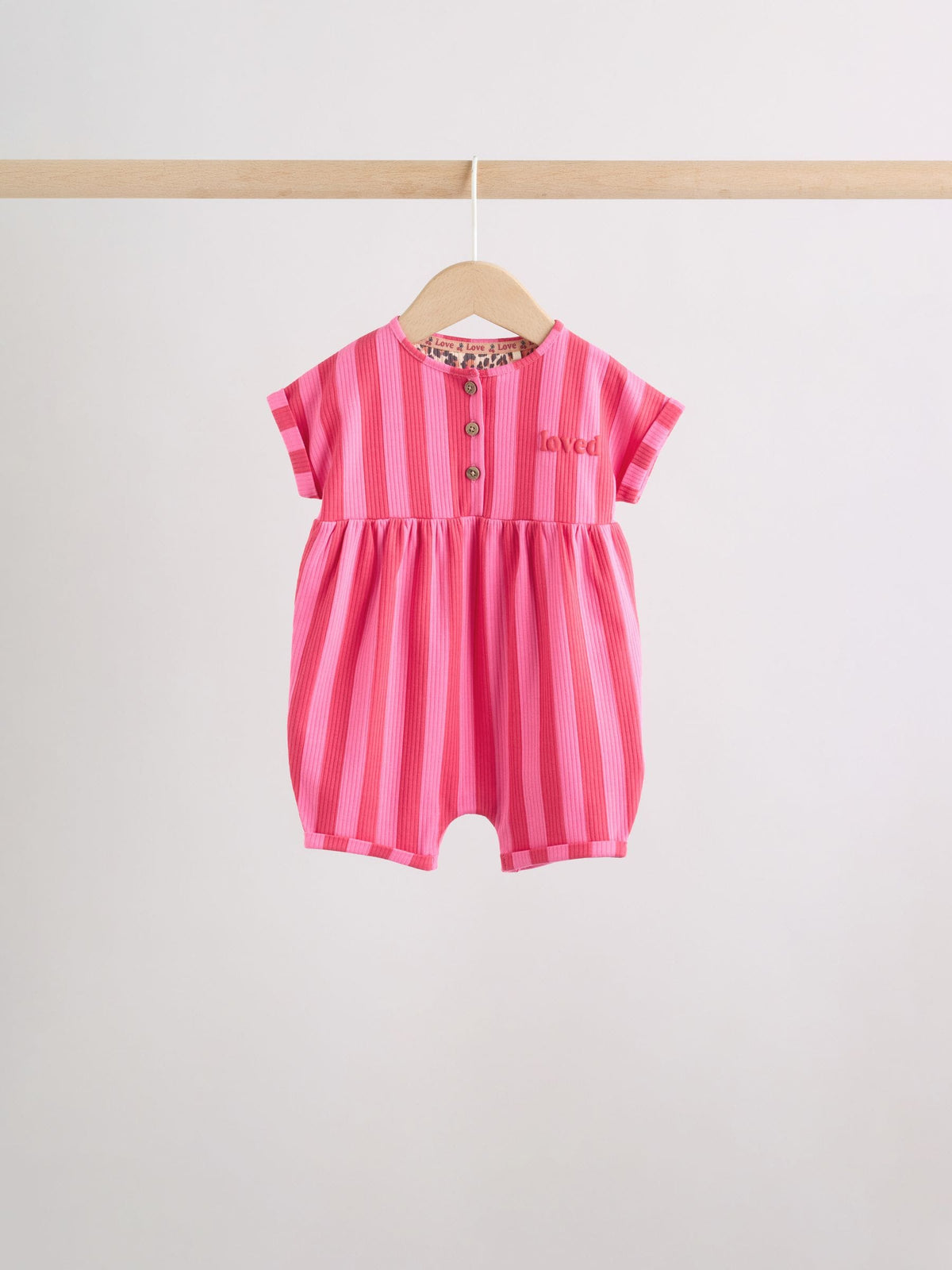 Pink and Leopard Printed Button T-Shirt Jersey Baby Rompers 3 Pack