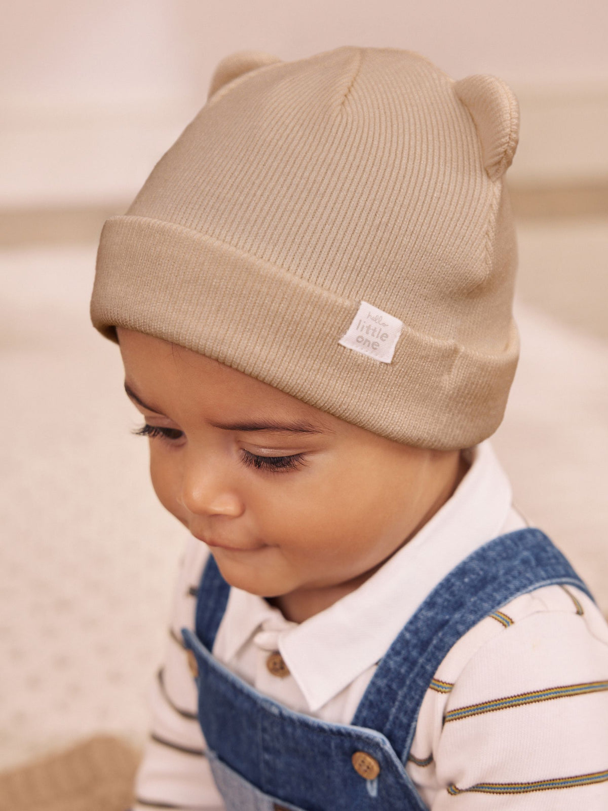 Neutral / Tan Rib Baby Beanie Hats 2 Pack