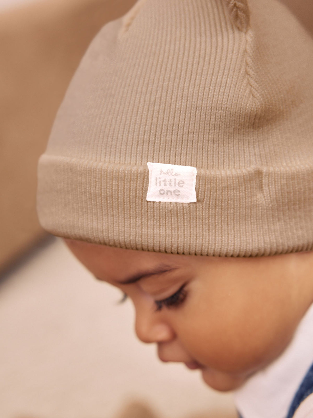 Neutral / Tan Rib Baby Beanie Hats 2 Pack