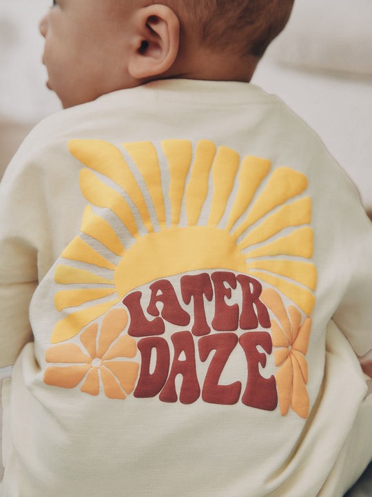 Neutral Sunshine Rebecca Zwanzig Seminal Printed Button Through Baby Romper