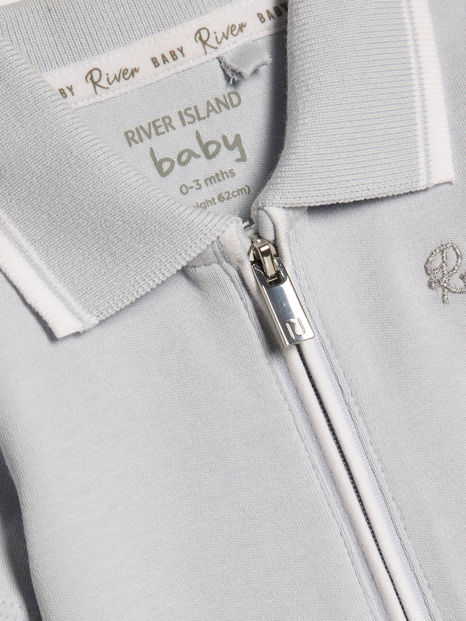 River Island Grey Zip Polo Tipped Bodysuit Set