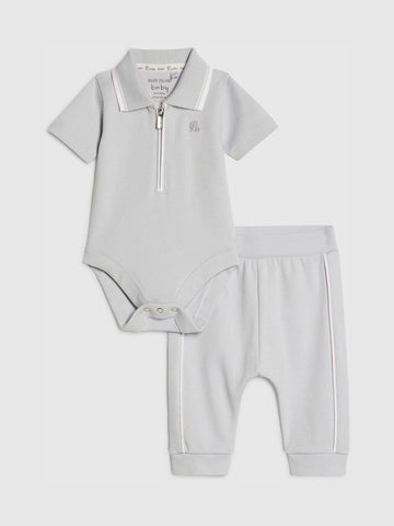 River Island Grey Zip Polo Tipped Bodysuit Set
