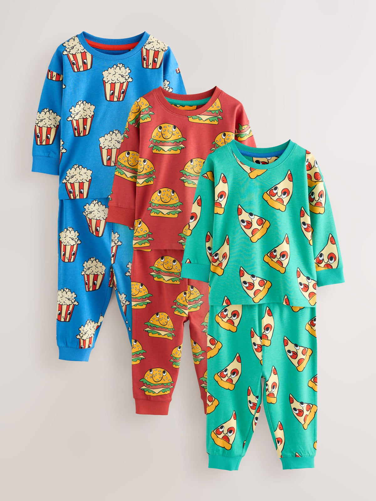 All Over Snacks Relaxed Snuggle Pyjamas 3 Pack (9mths-10yrs)