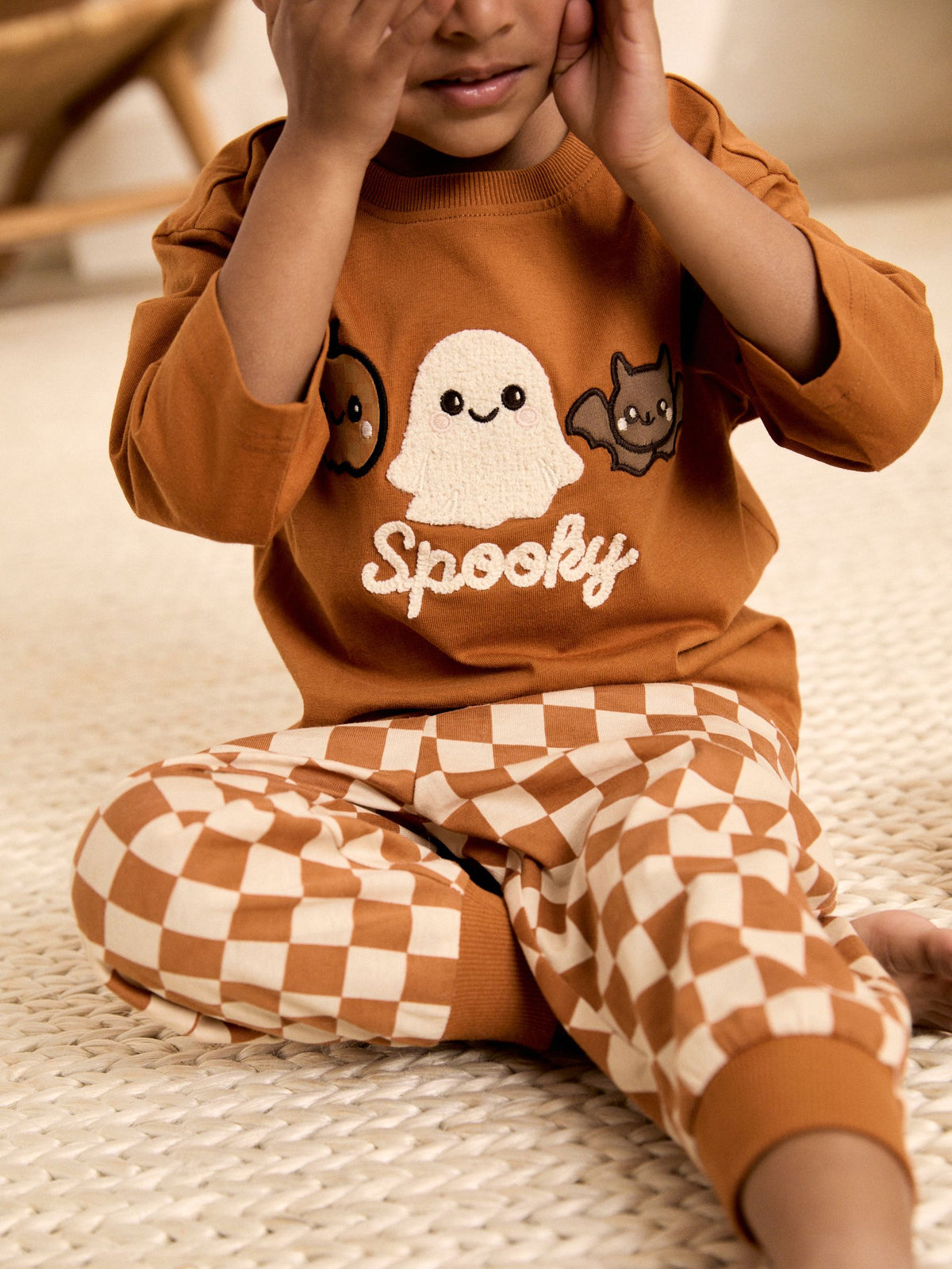 Orange Checkerboard Halloween Pyjamas (9mths-12yrs)
