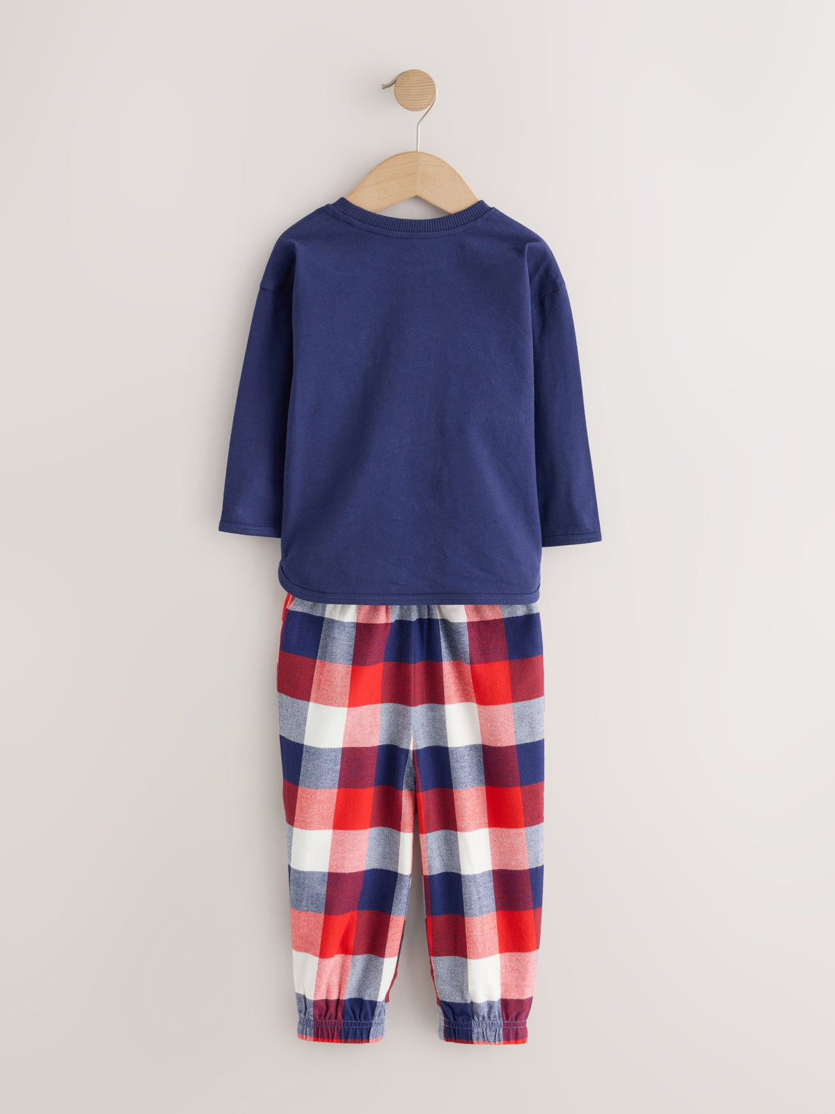 Blue/Navy Emergency Vechiles Check Woven Bottom Pyjamas 3 Pack (9mths-12yrs)
