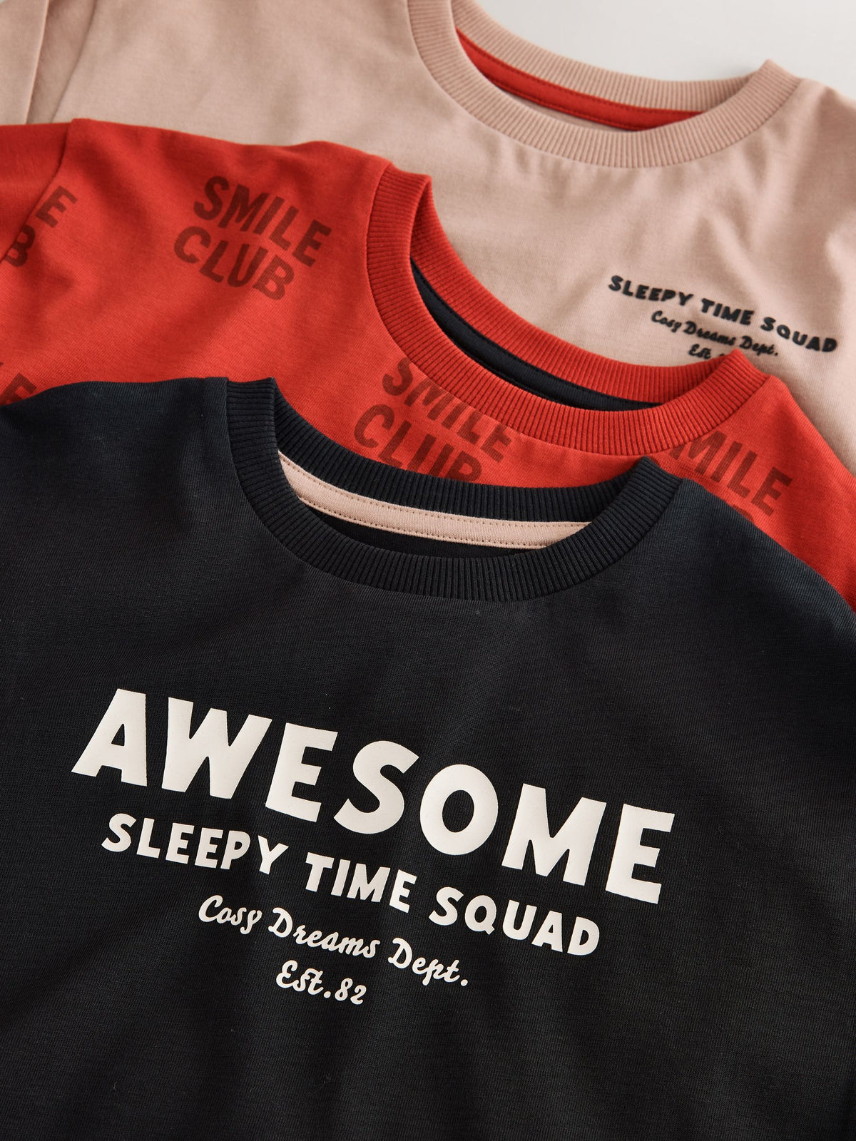 Black/Red/Stone Long Sleeve Jogger Pyjamas 3 Pack (9mths-11yrs)