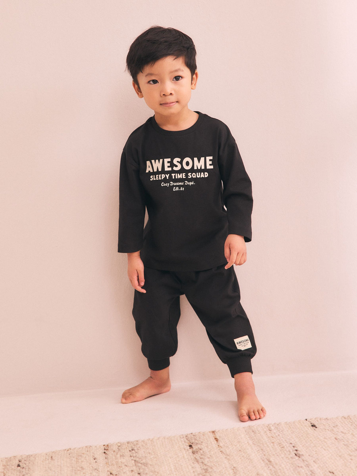 Black/Red/Stone Long Sleeve Jogger Pyjamas 3 Pack (9mths-11yrs)