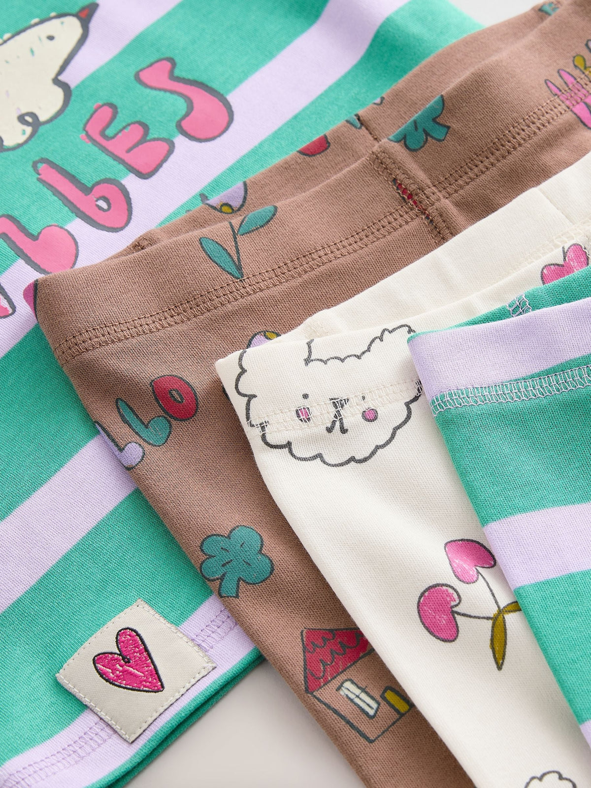 Green/Pink Snuggle Pyjamas 3 Pack (9mths-12yrs)