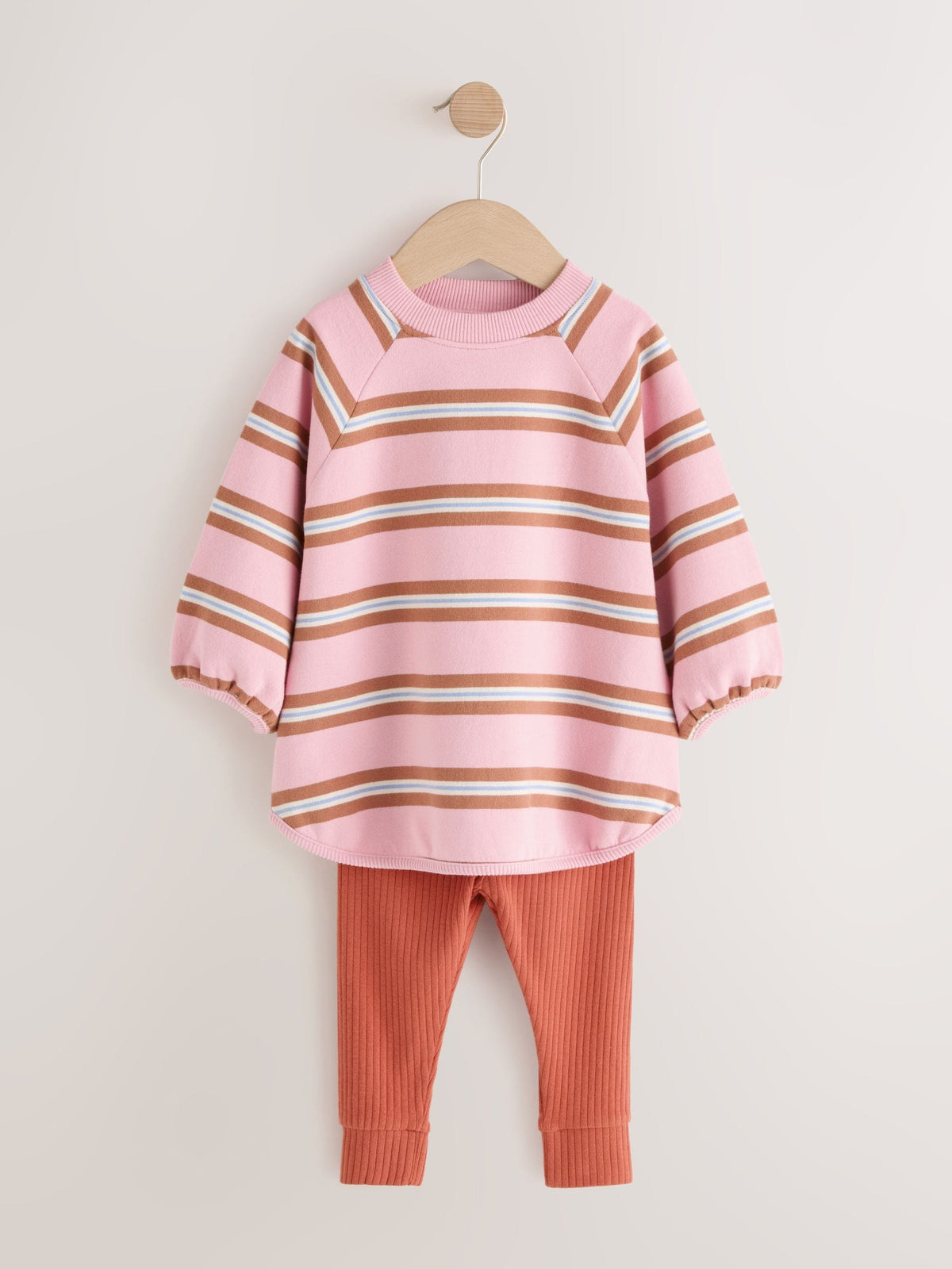 Pink/Cream Stripe Sweatshirt and Leggings Set (3mths-7yrs)