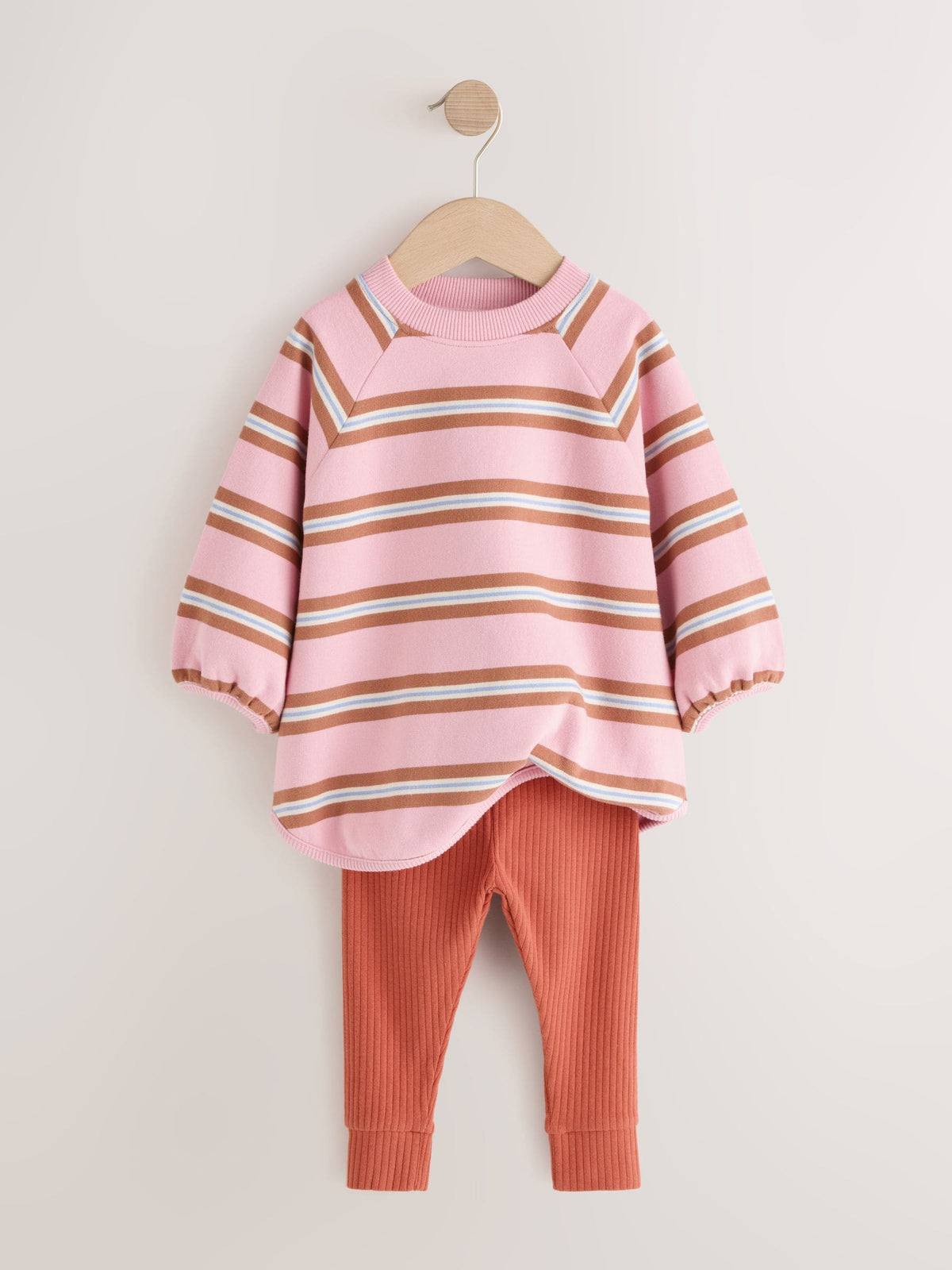 Pink/Cream Stripe Sweatshirt and Leggings Set (3mths-7yrs)