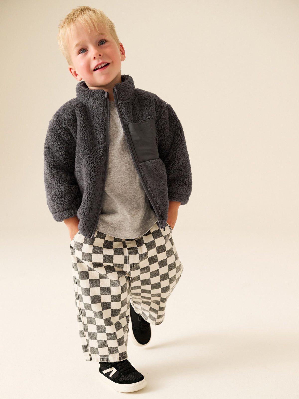 Charcoal Grey Zip Up Fleece (3mths-7yrs)