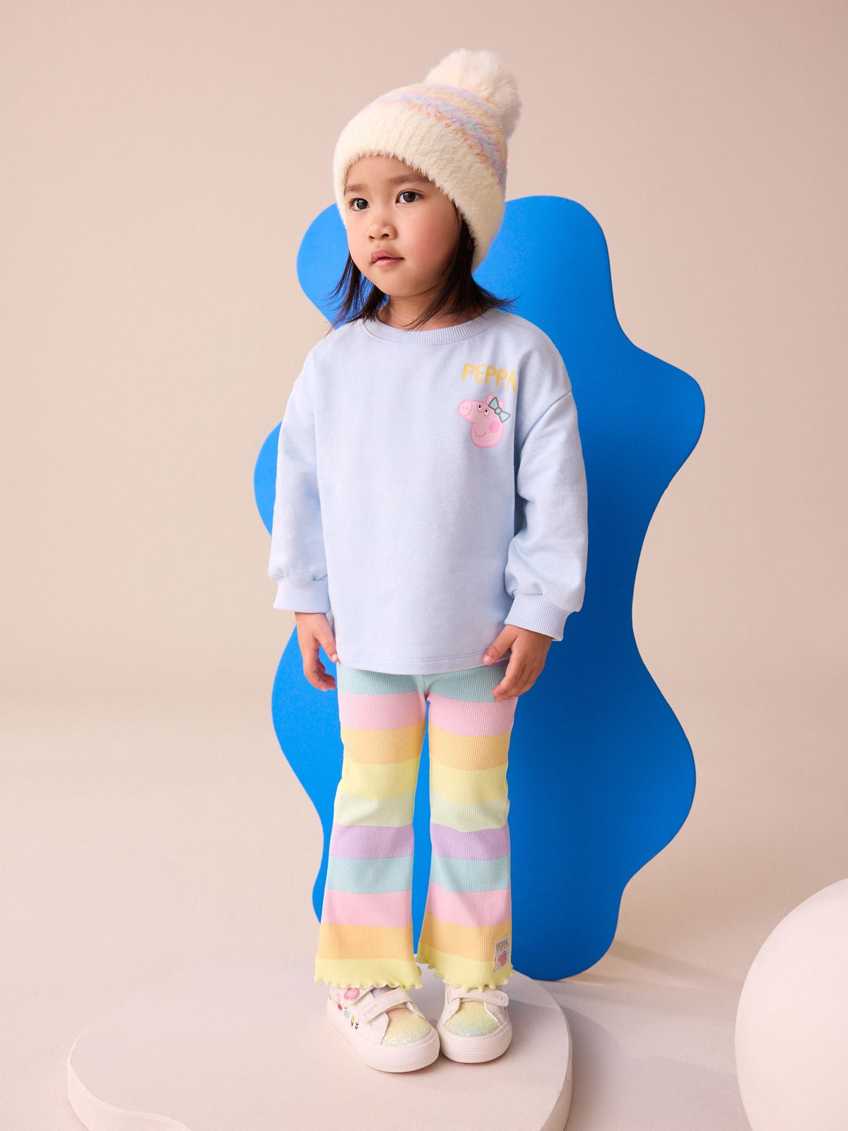Rainbow Peppa Pig Long Sleeve Top and Flare Set (6mths-7yrs)