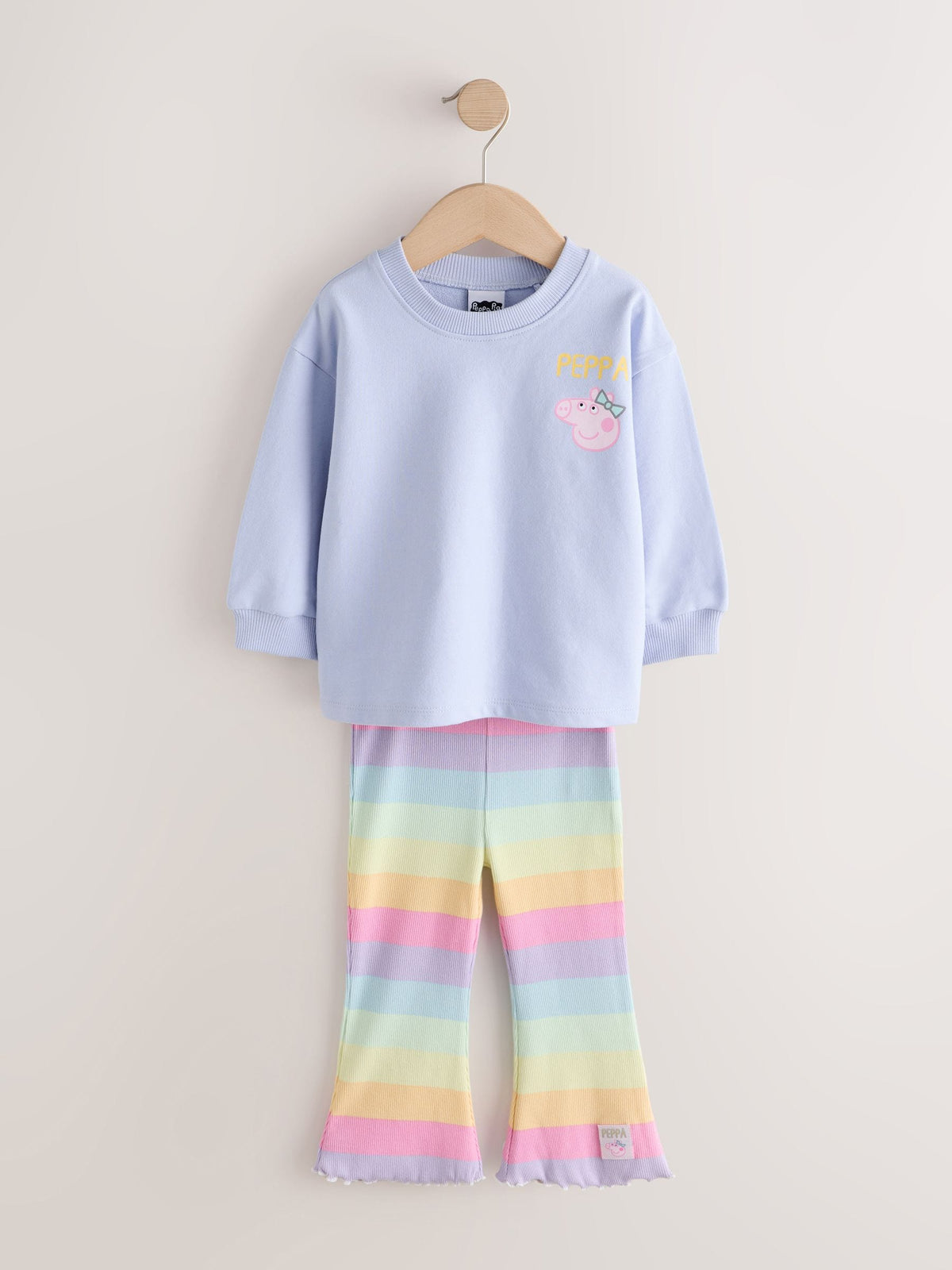 Rainbow Peppa Pig Long Sleeve Top and Flare Set (6mths-7yrs)