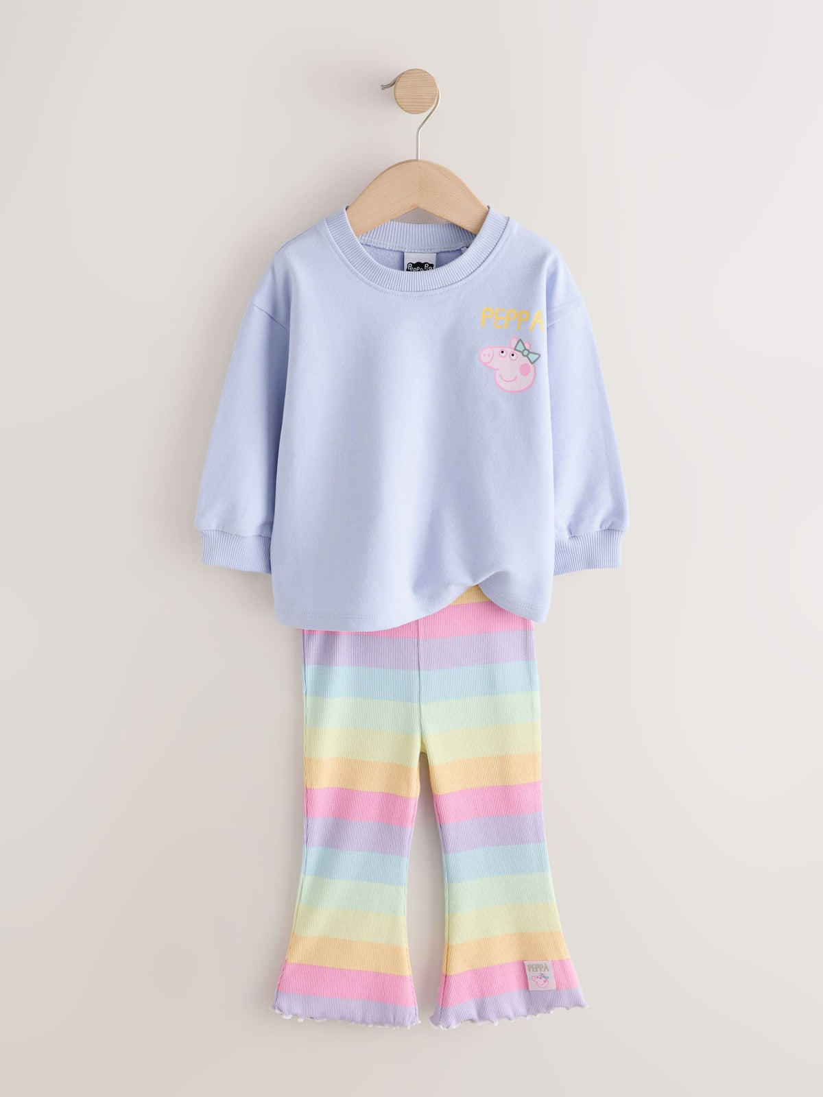 Rainbow Peppa Pig Long Sleeve Top and Flare Set (6mths-7yrs)