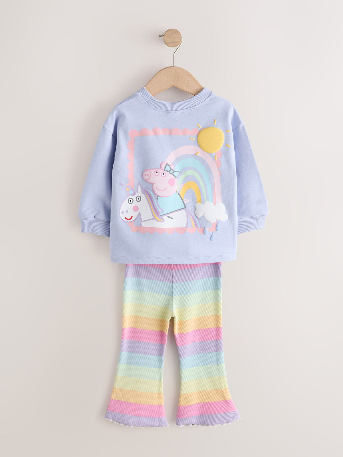 Rainbow Peppa Pig Long Sleeve Top and Flare Set (6mths-7yrs)