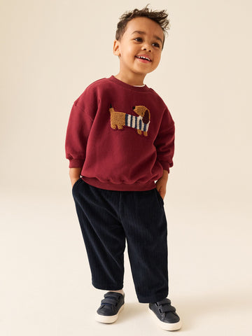 Dark Red Crew Neck Joggers Set (3mths-7yrs)