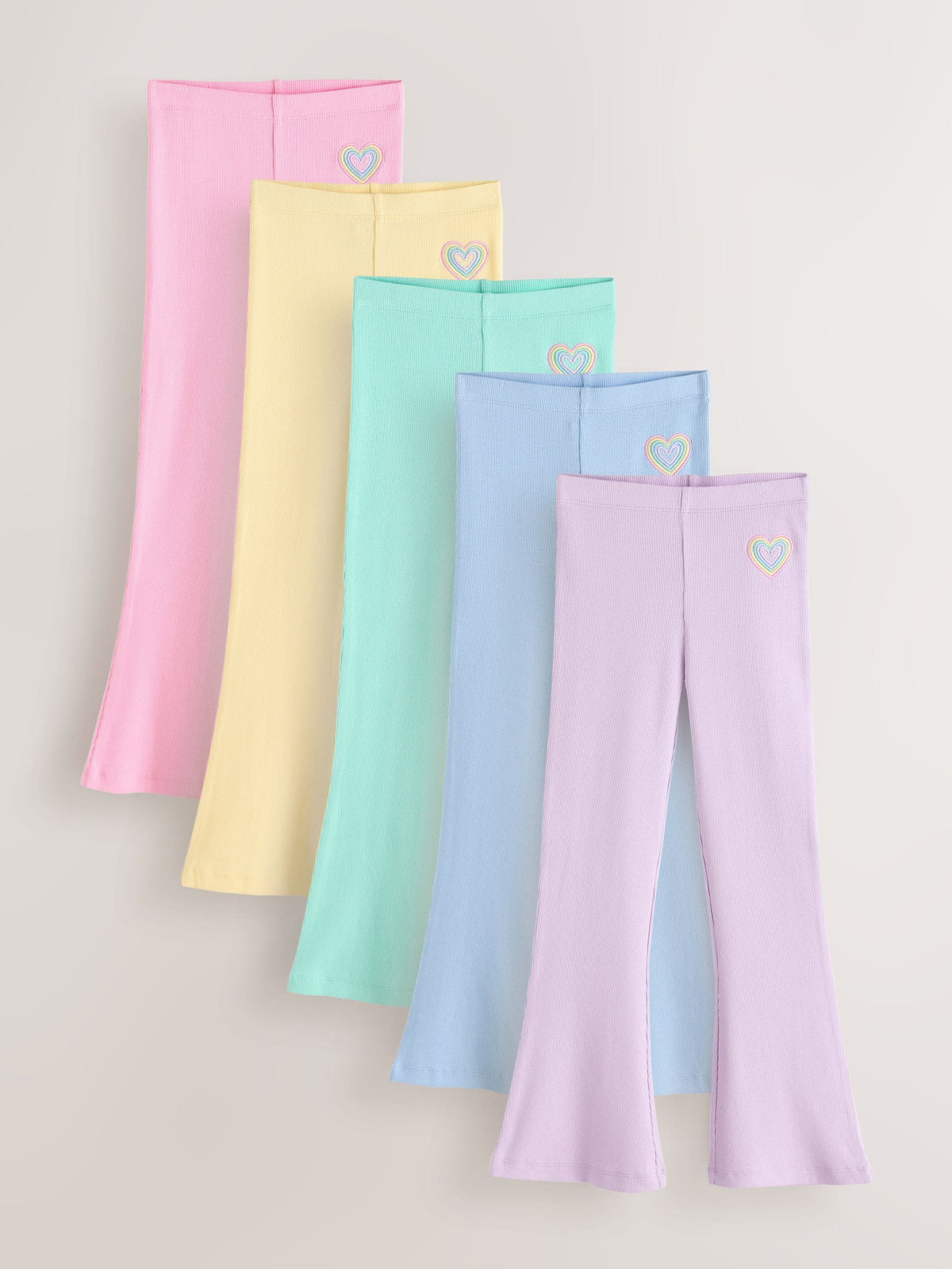 Little Bird by Jools Oliver Pastel Rainbow Ribbed Jersey Kickflare Leggings 5 Pack