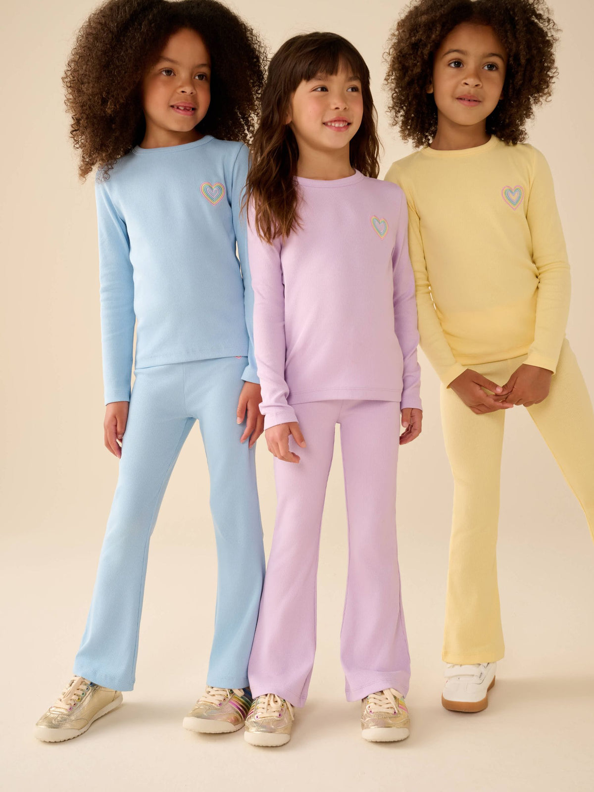 Little Bird by Jools Oliver Pastel Rainbow Ribbed Jersey Kickflare Leggings 5 Pack