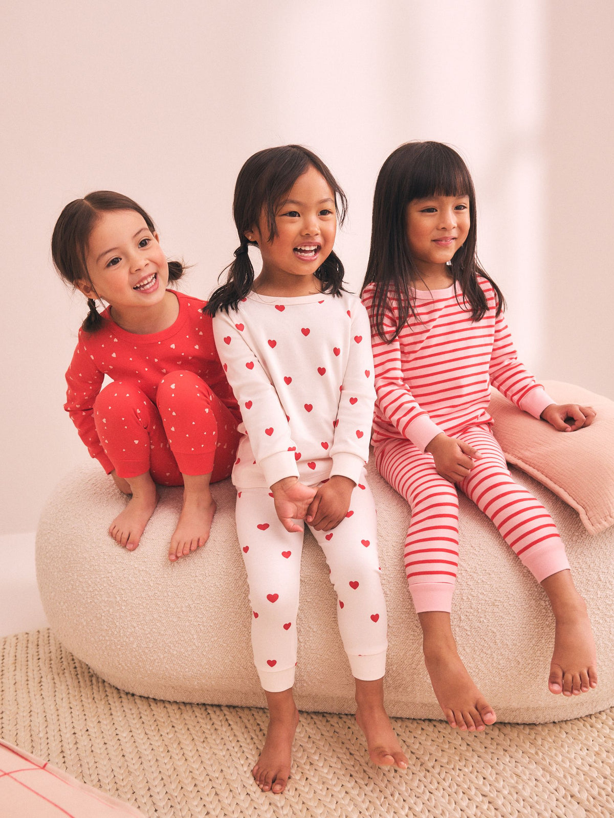 Red/Ecru Snuggle Pyjamas 3 Pack (9mths-12yrs)