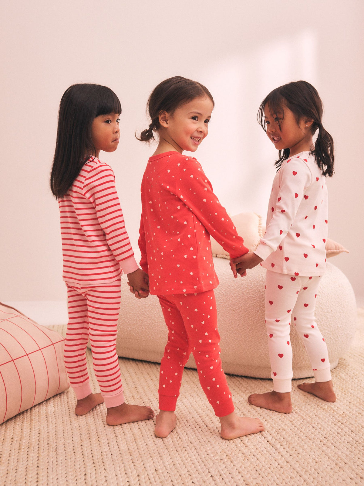 Red/Ecru Snuggle Pyjamas 3 Pack (9mths-12yrs)