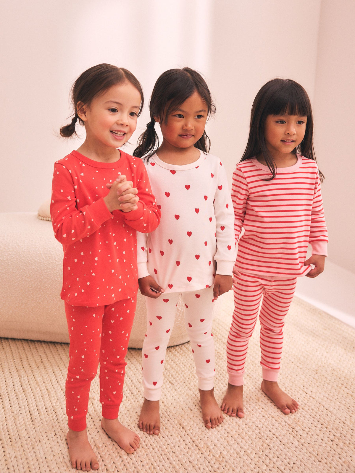 Red/Ecru Snuggle Pyjamas 3 Pack (9mths-12yrs)