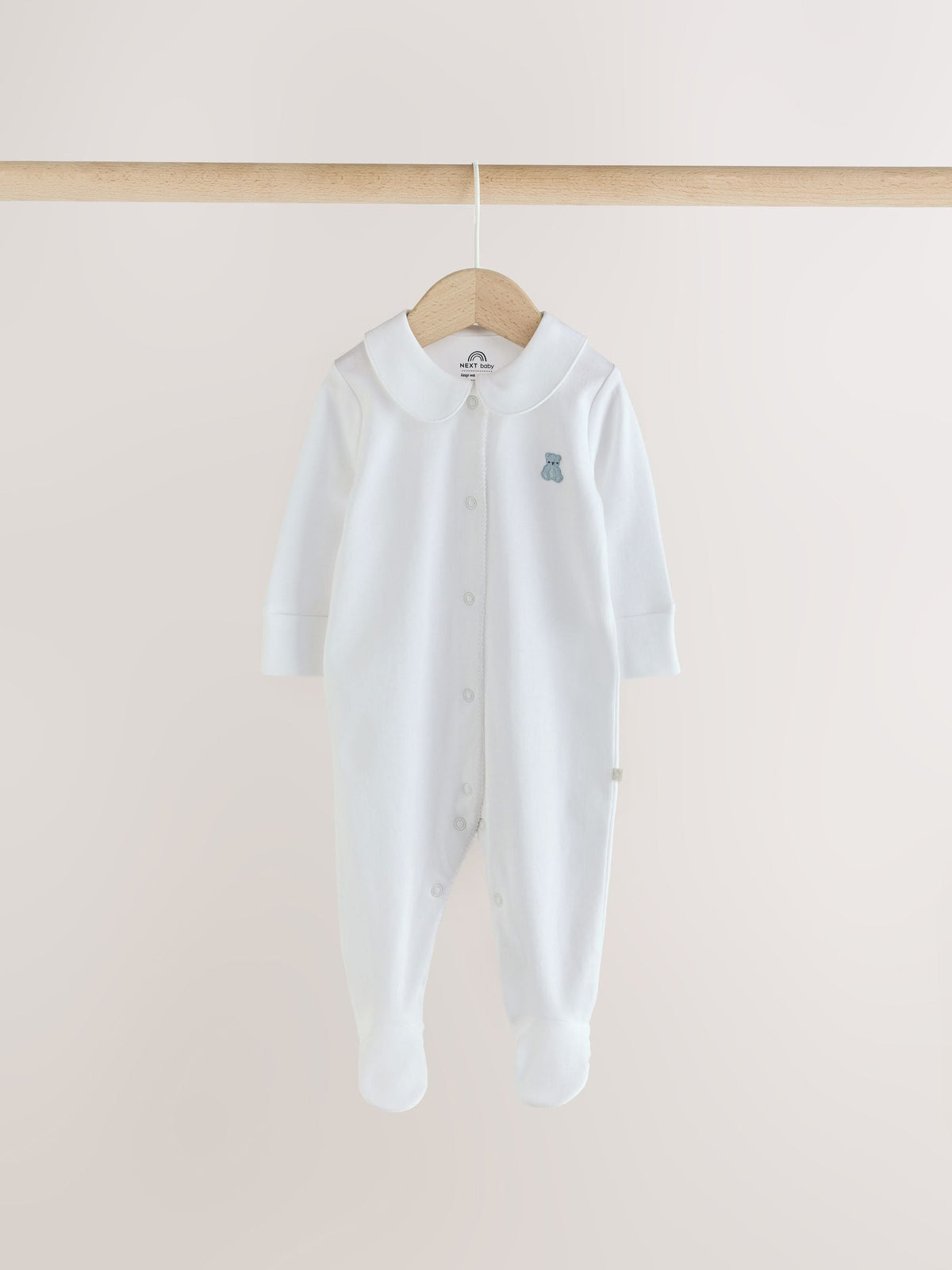 Pale Blue Collar Baby Sleepsuits 3 Pack (0-2yrs)
