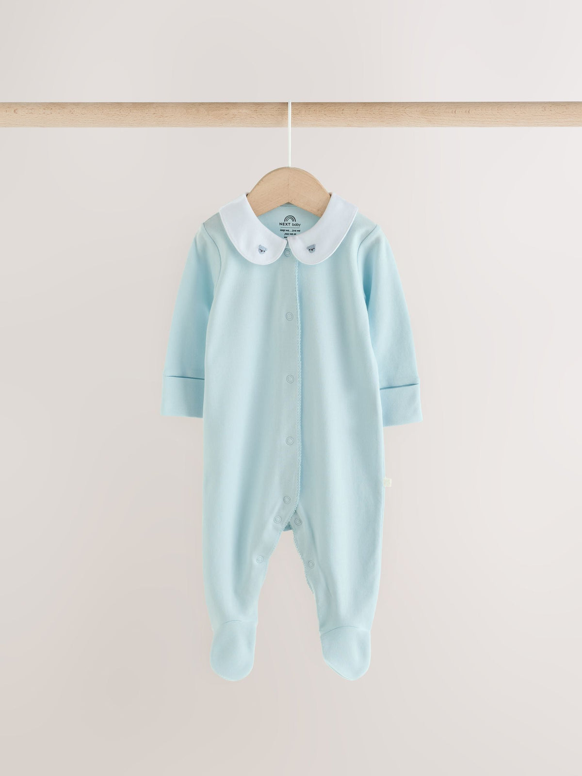 Pale Blue Collar Baby Sleepsuits 3 Pack (0-2yrs)